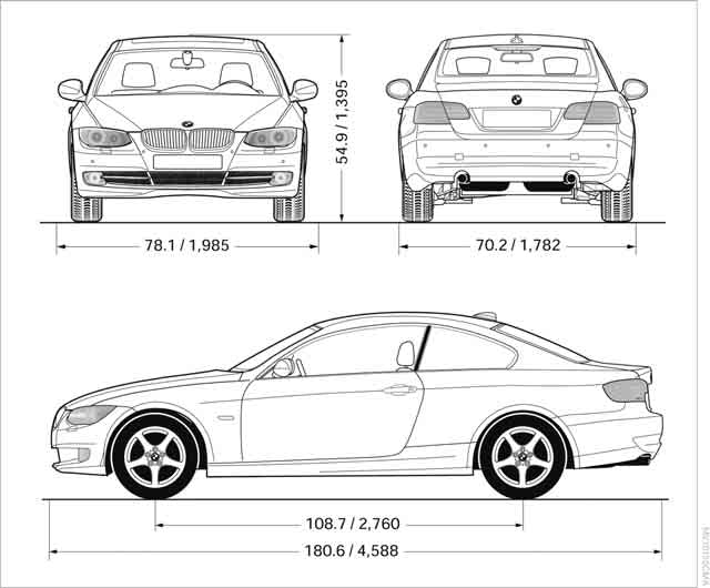 BMW E90 3 Series 335i specs, dimensions