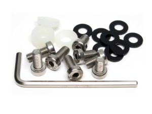 32 X NUMBER PLATE CAR FIXING FITTING KIT 32 SCREWS & 32 CAPS WHITE BLACK AND YELLOW