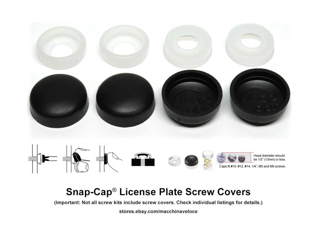 Snap-cap license plate screw covers