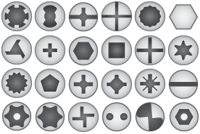 Some common fastener drive types